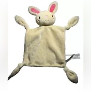 Adorable Baby Knitted Hooded Jacket and Barron's Bunny Lovey Rattle Blanket
